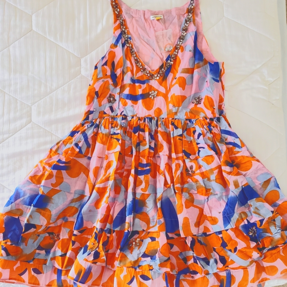 Leisdottirb Sequin and stone work Cotton dress by Anthropologie